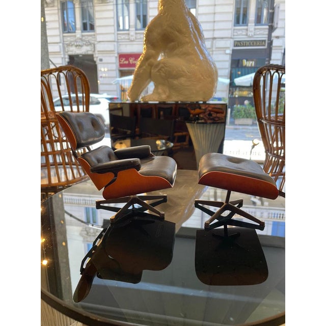 Vintage Miniature Lounge Chair and Ottoman Models by Charles and Ray Eames, 1956, Set of 2 For Sale - Image 6 of 13