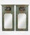 This striking pair of French-style Neoclassical trumeau mirrors features an elegant, weathered verdigris or sage green...