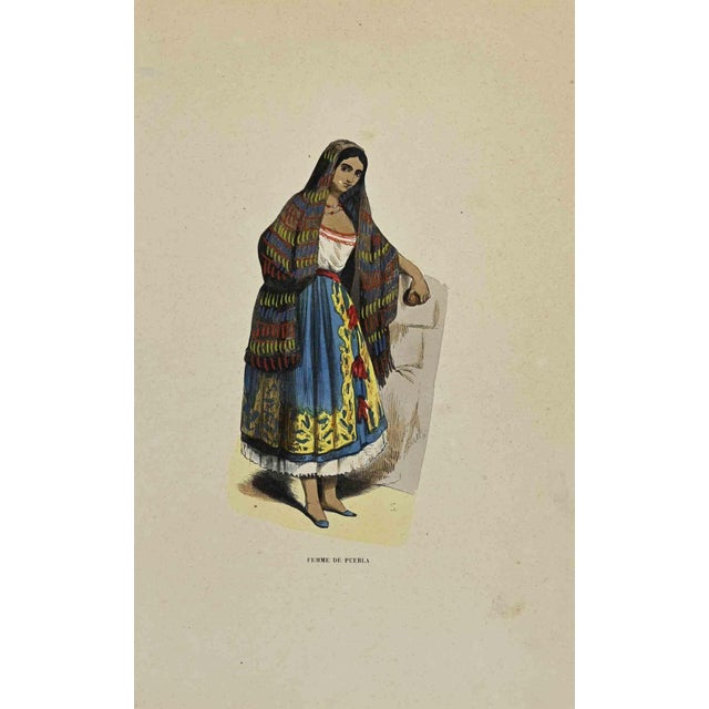 Femme de Puebla is a hand colored lithographs made by Auguste Wahlen in 1844. Good conditions. The artwork belongs to the...