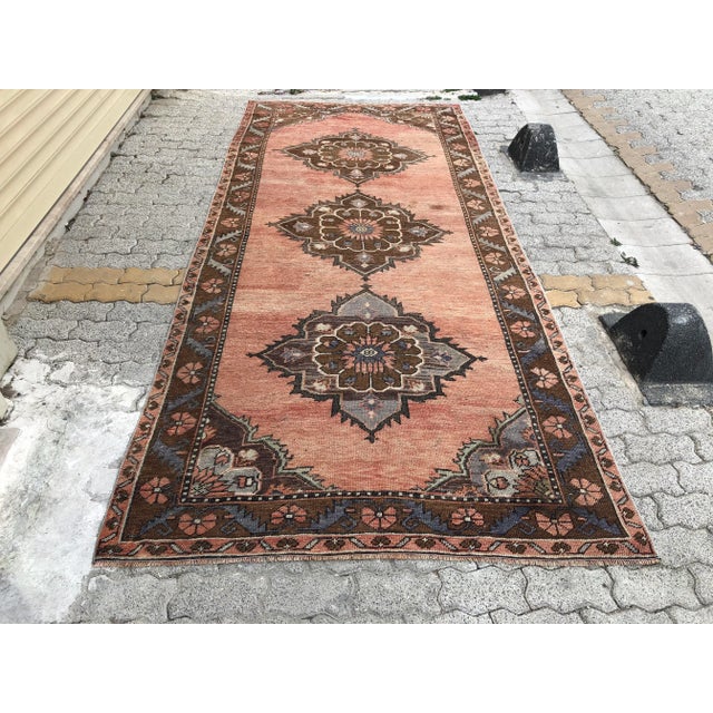 1960s Handmade Oushak Floor Hallway Runner Rug For Sale - Image 11 of 11