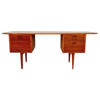 Danish Mahogany Executive Desk by Gunni for Omann Jun, 1950s For Sale