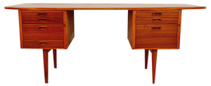 Danish Mahogany Executive Desk by Gunni for Omann Jun, 1950s