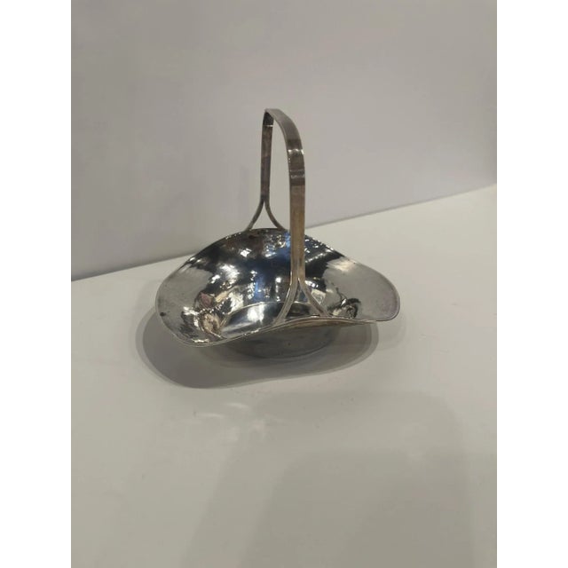 Traditional Sterling Silver Basket with Handled, Early 20th Century For Sale - Image 3 of 8