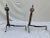 1960s Vintage 1960s Wrought Iron and Brass Andirons- a Pair For Sale - Image 5 of 10