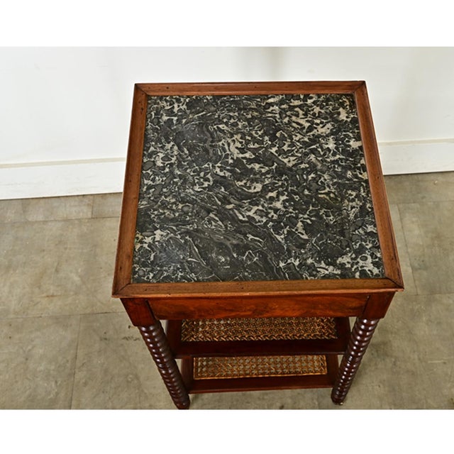 19th Century French 19th Century Walnut and Marble Etagere-Side Table For Sale - Image 5 of 12