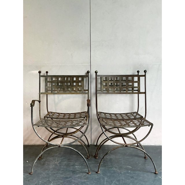 Industrial Vintage Boho Wrought Iron Dining Chairs After Maurizio Tempestini for Salterini - Set of 4 For Sale - Image 3 of 7