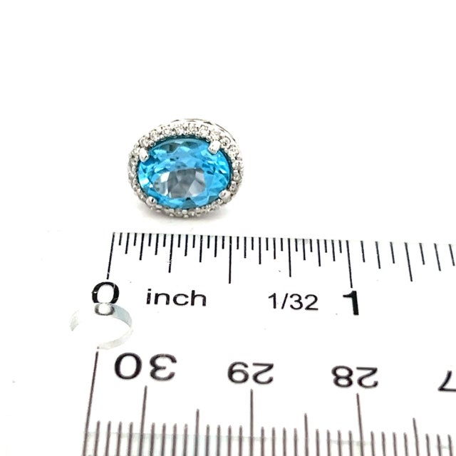 Natural Topaz Diamond Stud Earrings 14k W Gold 6.98 TCW Certified For Sale - Image 16 of 17