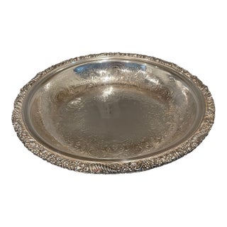Vintage Silverplate English Embossed Serving Bowl For Sale