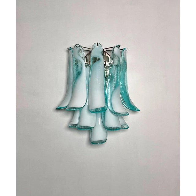 Metal Italian Petal Murano Sconces, 1990s, Set of 2 For Sale - Image 7 of 12