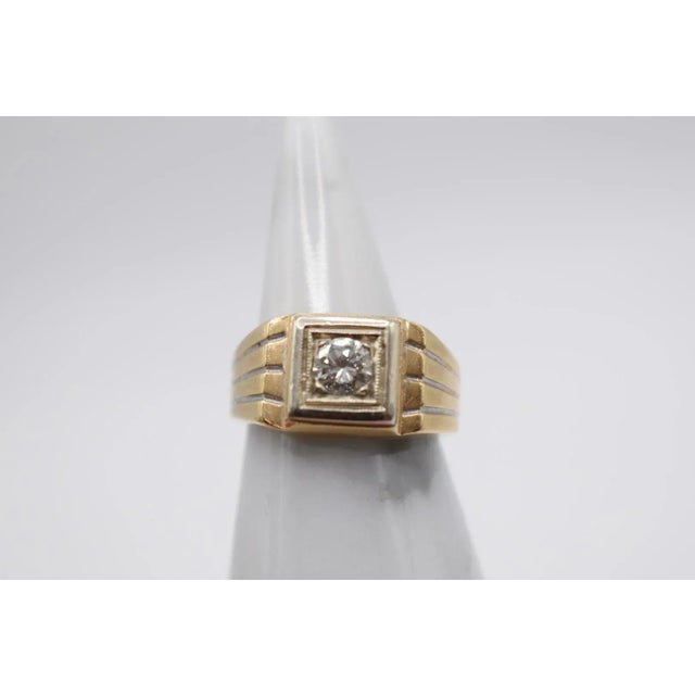 Gold Mid 20th Century Men's Gold Diamond Ring, Size 8.25 For Sale - Image 8 of 8