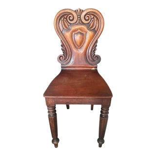 Antique Neoclassical Style Carved Hall Chair With Shield Motif For Sale