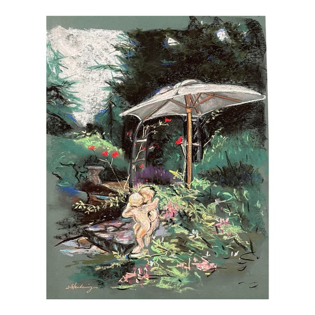 Impressionist Garden Pastel by Susan Glendenning For Sale