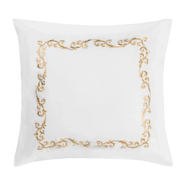 Traditional Tuscany Euro Shams in Golden Tan - a Pair For Sale - Image 3 of 4