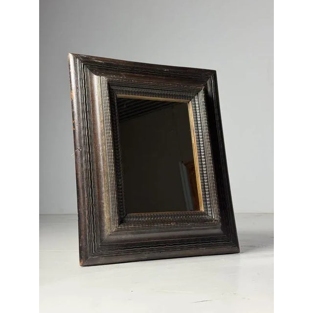 Brown Mirror in Brown Ribbed Frame For Sale - Image 8 of 9