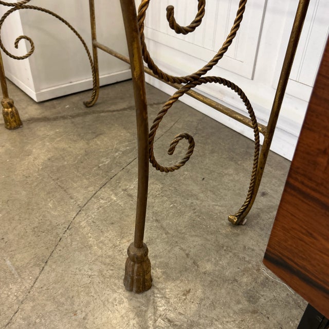 1940s Gilt Rope Metal Heart Back Vanity With 2 Glass Tier Shelves For Sale - Image 5 of 8