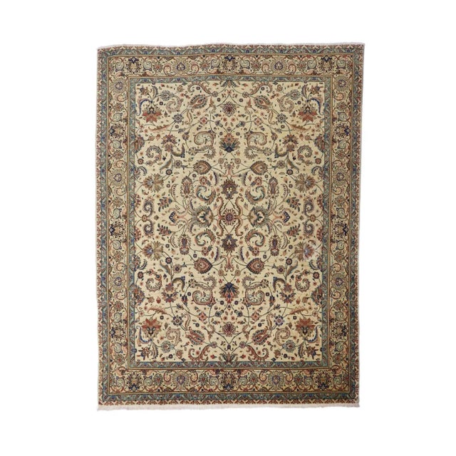 Beige Vintage Persian Tabriz Rug - 09'06 X 12'10 For Sale - Image 8 of 10