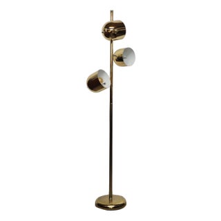 Brass-Plated Adjustable 3-Spot Floor Lamp attributed to Underwriters Laboratories, 1980s For Sale