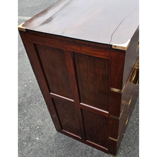 19th Century 19th Century Campaign Chests of Drawers With Recessed Paneling Sides For Sale - Image 5 of 12