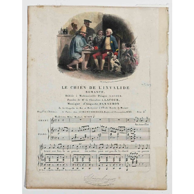 Denis Auguste Marie Raffet, The Dog, Original Lithograph, Mid-19th-Century For Sale