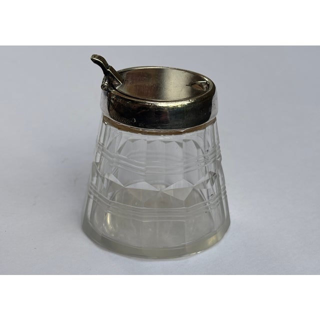 Silver A Vintage Glass Mustard Pot With Lid For Sale - Image 8 of 18