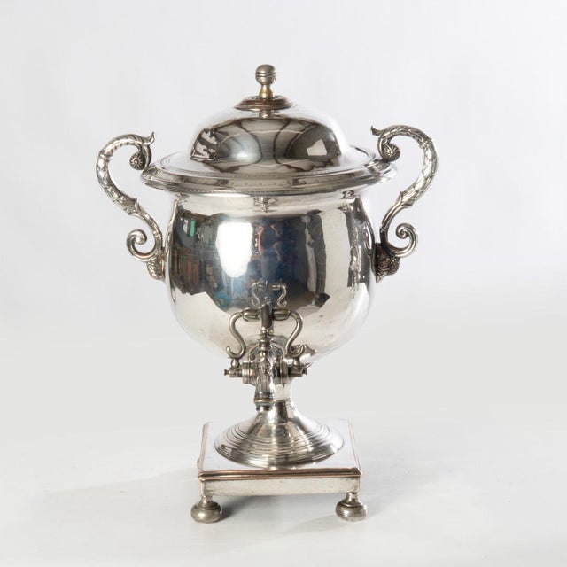 Silverplate hot water urn. Beautifully designed.
