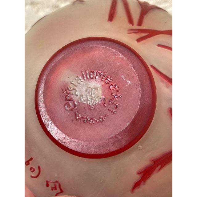 Crystal Vase with Poppies from Cristallerie de Pantin For Sale - Image 12 of 13