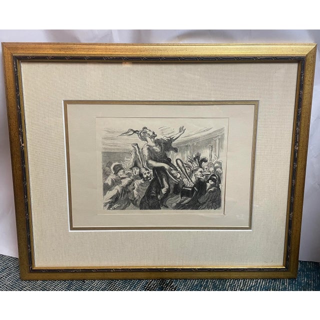 Beige Etienne After Honoré Daumier "La Mi-Careme - Au Bal De L'Opera," 1868, Engraving, Framed For Sale - Image 8 of 8