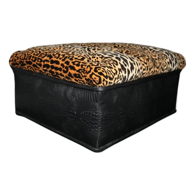 Generously proportioned Hollywood Regency Style leopard cashmere velvet with embossed crocodile leather. Works beautifully...