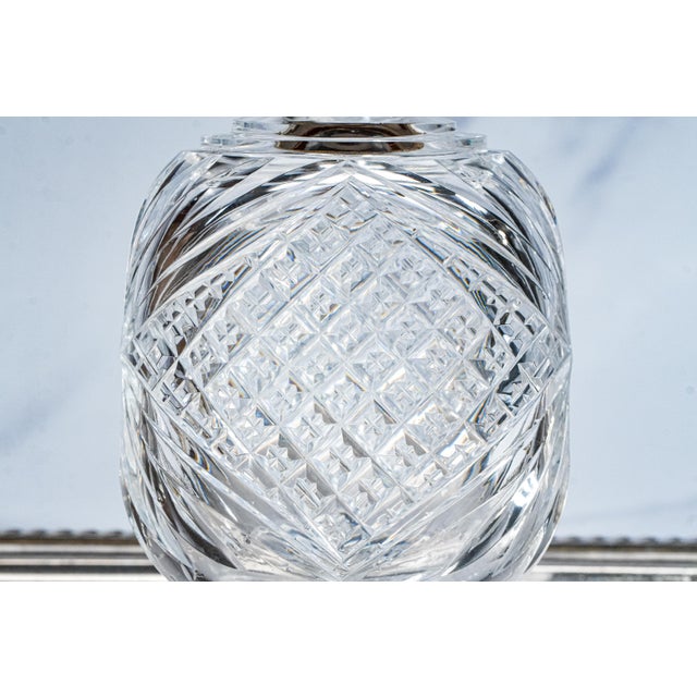 Stunning Edwardian Antique Cut Crystal Perfume Cologne Bottle Sterling Silver Lid Antique Luxury Home Vanity Dressing Table Décor For Sale - Image 12 of 16