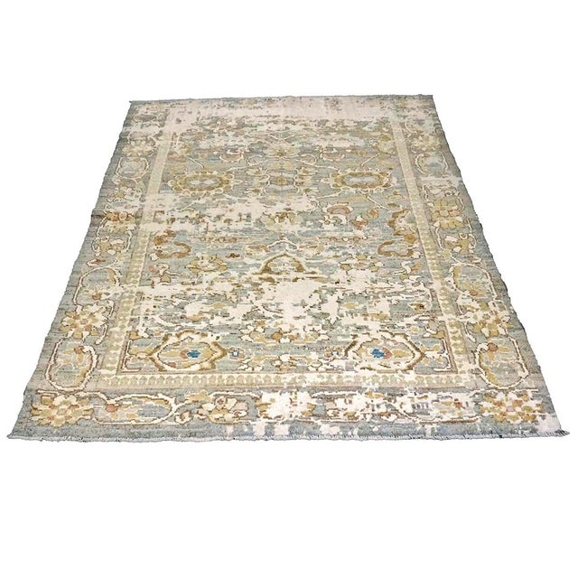 Condition: New Origin: Turkey Design: Oushak Actual size: 4'11" X 6'2" Thickness: 1/8" - 1/4" Colors: Gray, Khaki, Ivory,...