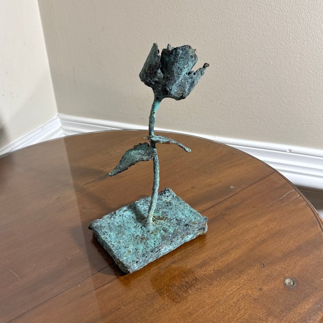 Early 21st Century Bronze Artist Made Brutalist Style Flower Sculpture For Sale - Image 4 of 7