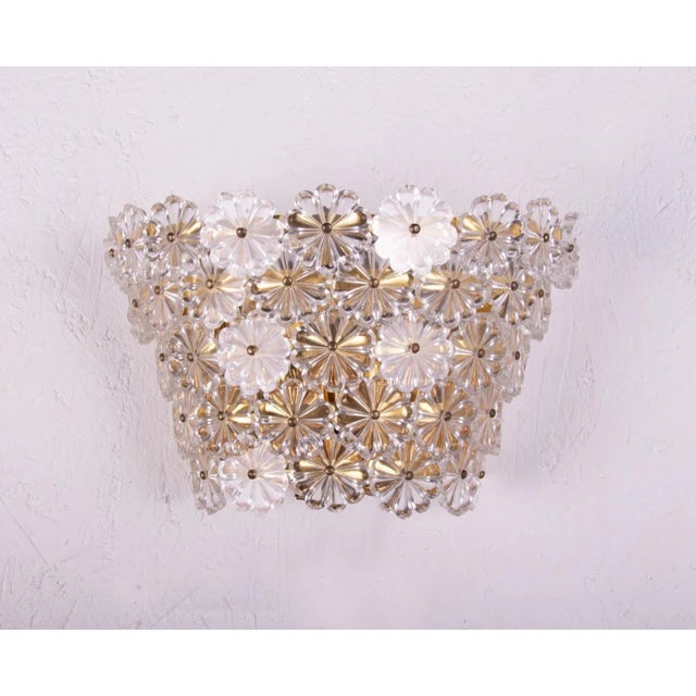 1950s Wall Sconces with Crystal Flowers in the style of Emil Stejnar, Vienna, 1950s, Set of 2 For Sale - Image 5 of 9