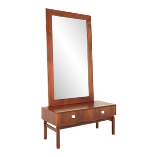 Danish Modern Rosewood Dresser & Mirror Set, 1960s, Set of 2 For Sale
