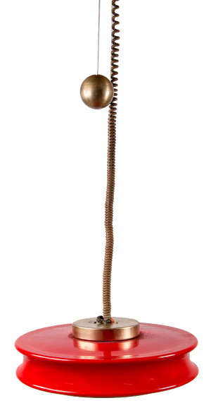 Large Adjustable Model Orion Suspension in Glass and Brass by Schwarz for Staff Leuchten 1965
