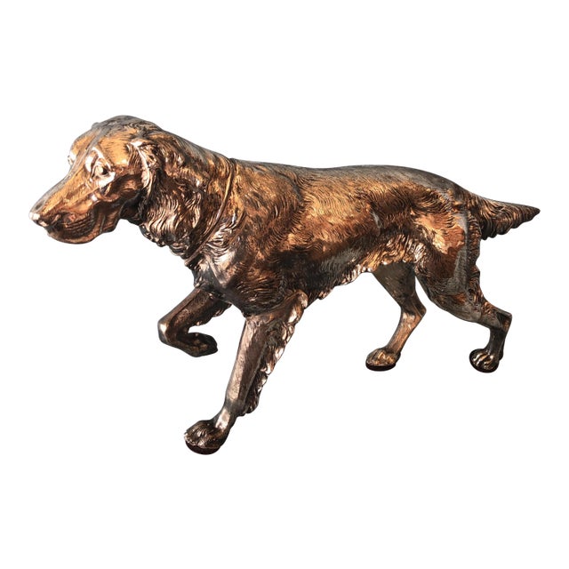 1910s Figurative Jennings Brothers Silver Plate Hunting Dog Figurine For Sale