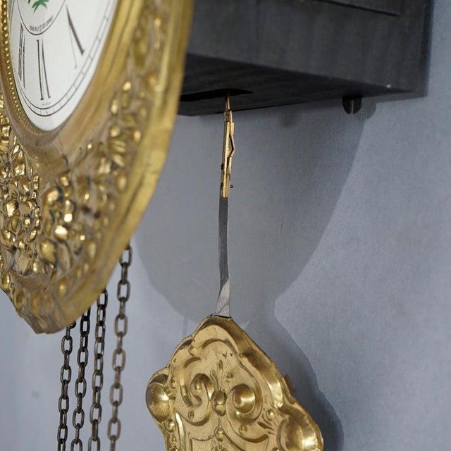 Antique French Louis Jaquine Brass Wag-on-the Wall Clock 19th C For Sale - Image 6 of 8