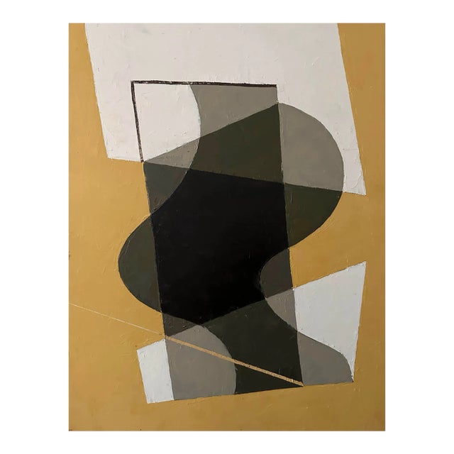 Contemporary Abstract Oil on Canvas Painting "Folding Form III (Case Yellow)" by Jeremy Annear For Sale