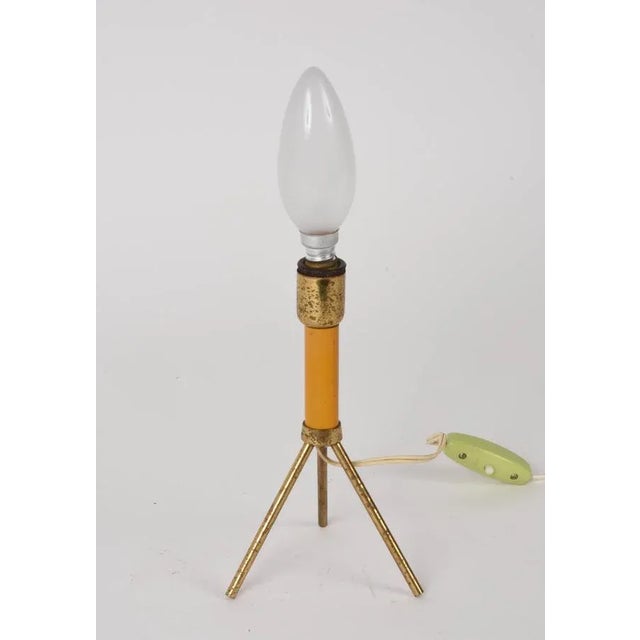 Mid-Century Modern Mid-Century Italian Tripod Brass and Lacquered Metal Table Lamp, 1950s For Sale - Image 3 of 6