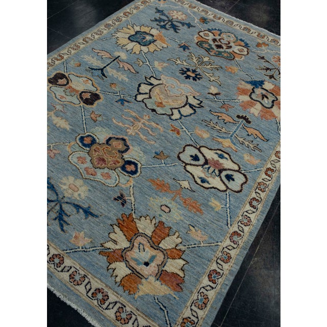 Turkish Turkish Oushak Rug 4'11" x 6'9" #17015 For Sale - Image 3 of 8