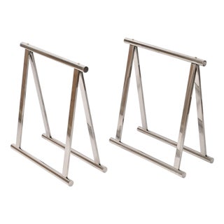 Mid-Century Modern Italian Chromed Steel Trestles by Milo Baughman, 1970s, Set of 2 For Sale