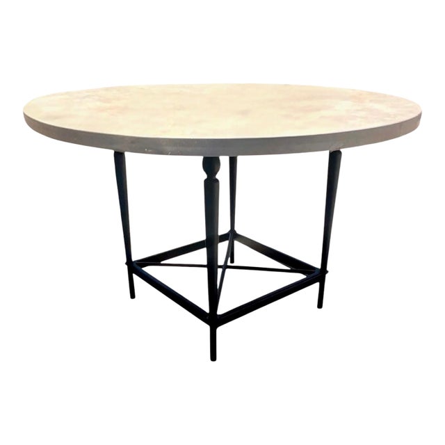 Michael Taylor Outdoor Dining Table With Natural Stone Top For Sale