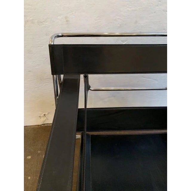 Metal Modernist Leather Chair With Chrome Frame For Sale - Image 7 of 13