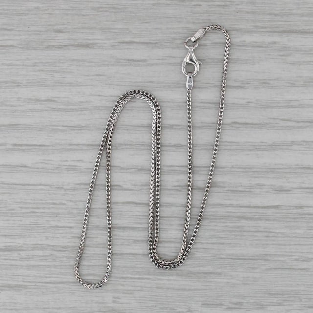 Modern Wheat Chain Necklace 18k White Gold 16" 1.2mm For Sale - Image 3 of 7
