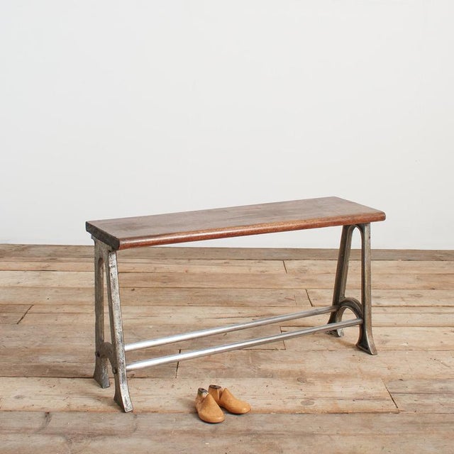 Short Antique School Locker Room Storage Bench, 1950s For Sale - Image 6 of 6