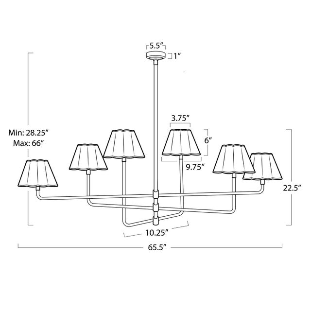 2020s Regina Andrew Polly Chandelier, Natural Brass with Linen Scalloped Shade - 2 cartons For Sale - Image 5 of 6