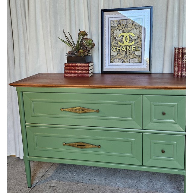 Green MCM Long Dresser/ Credenza, 1950's For Sale - Image 9 of 14