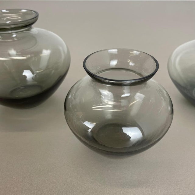 Blue Blue & Green Tone Heart Vases by Wilhelm Wagenfeld for WMF, 1960s, Set of 3 For Sale - Image 8 of 18
