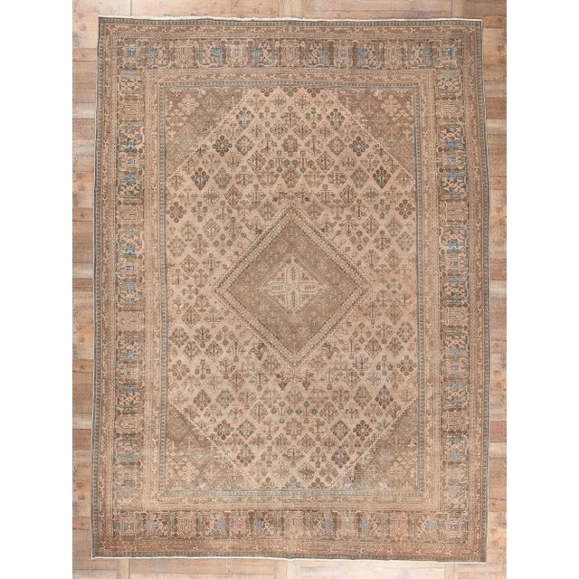 Early 20th Century Distressed Faded Antique Persian Rug, 10'00 X 13'06 For Sale - Image 9 of 10