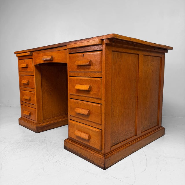 French Double Pedestal Desk, 1950s For Sale - Image 9 of 14