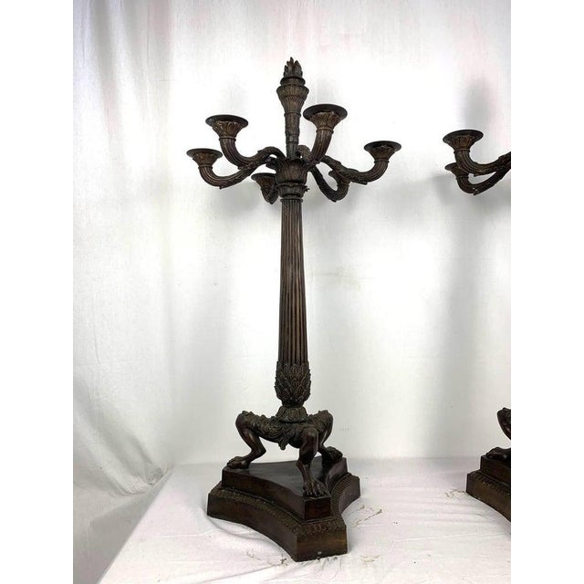Empire Candelabras in Bronze, France, Set of 2 For Sale - Image 4 of 6